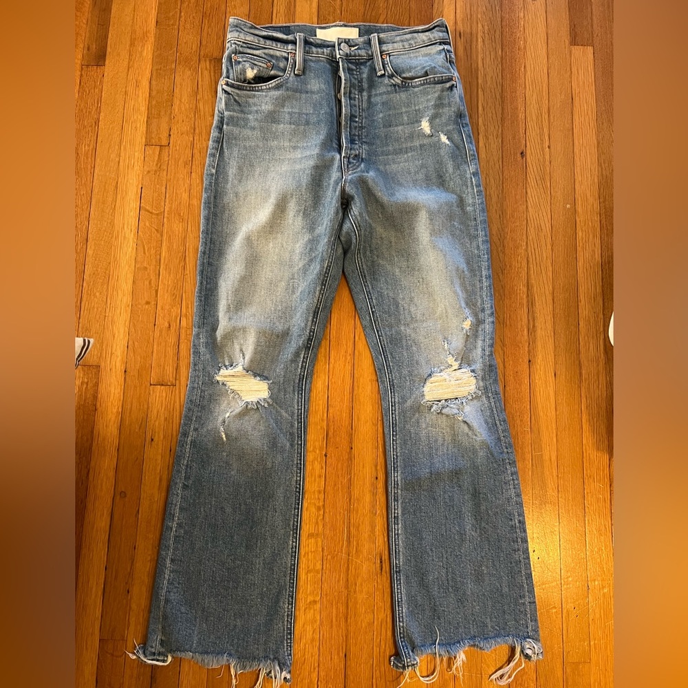 MOTHER DENIM The Hustler High Waisted Frayed Jeans
